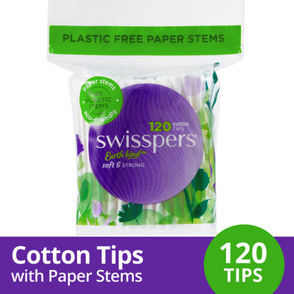 Swisspers Cotton Tips Paper Stems 120 Pack