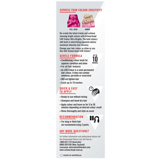 Schwarzkopf LIVE Colour Ultra Brights Shocking Pink 75mL