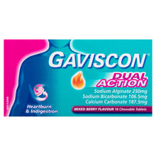 Gaviscon Dual Action Heartburn and Indigestion Mixed Berry Flavour 16 Tablets - GimmeNow