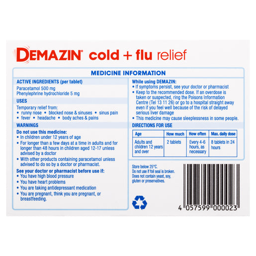 Demazin Cold & Flu Relief 48 Tablets