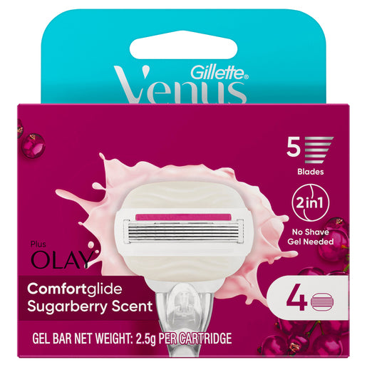 Gillette Venus with OLAY ComfortGlide Sugarberry Scent Refill Blades 4 Pack