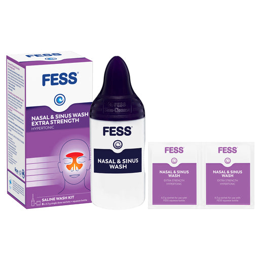 FESS Nasal & Sinus Wash Extra Strength Saline Wash Kit 6 x 6.3g - GimmeNow