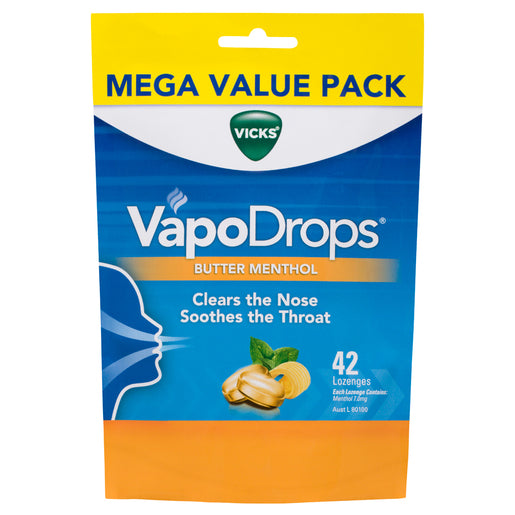 Vicks VapoDrops Butter Menthol 42 Lozenges - GimmeNow