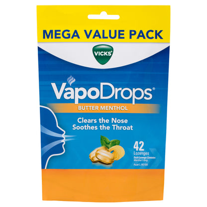 Vicks VapoDrops Butter Menthol 42 Lozenges - GimmeNow