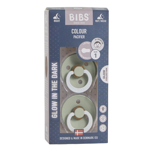 Bibs Pacifier Night Glow Sage Size 1 2 Pack