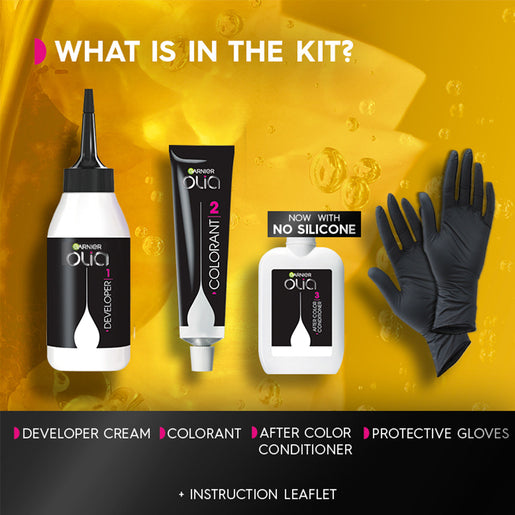 Garnier Olia 1.0 Deep Black Permanent Hair Colour No Ammonia, 60% Oils 1 Kit - GimmeNow