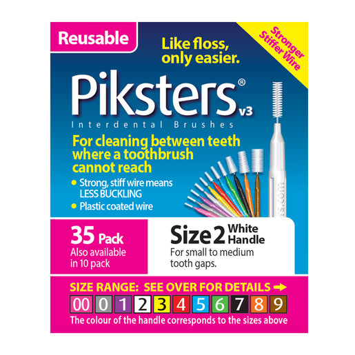 Piksters Interdental Brushes White Handle Size 2 35 Pack