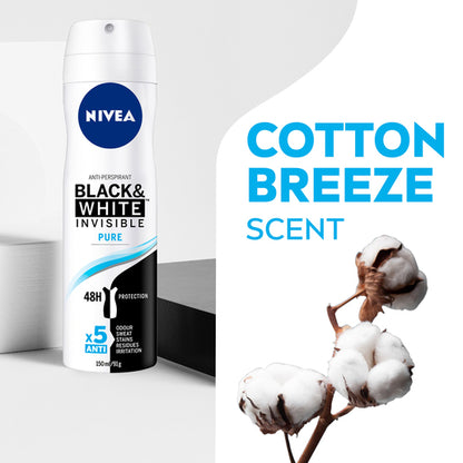 NIVEA Black & White Invisible Pure Anti-Perspirant 150mL