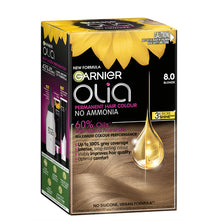 Garnier Olia 8.0 Blonde Permanent Hair Colour No Ammonia, 60% Oils 1 Kit - GimmeNow