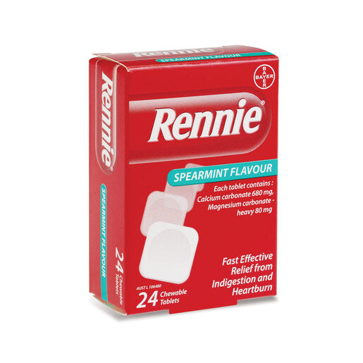 Rennie Spearmint Flavour 24 Tablets - GimmeNow