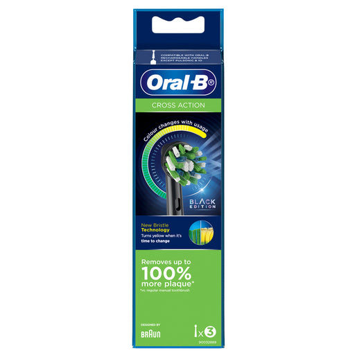 Oral-B Cross Action Black Replacement Brush Heads 3 Pack