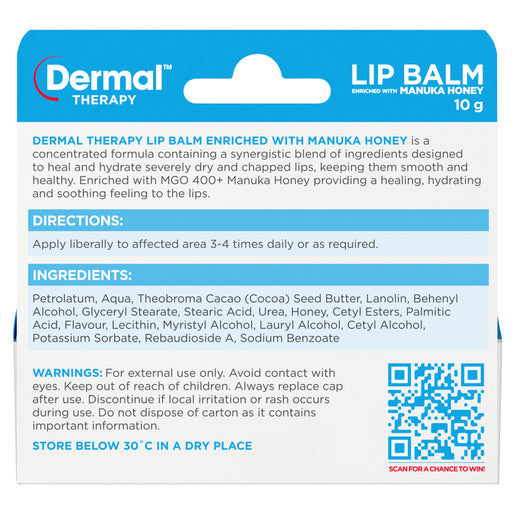 Dermal Therapy Lip Balm Enriched with Manuka Honey 10g - GimmeNow