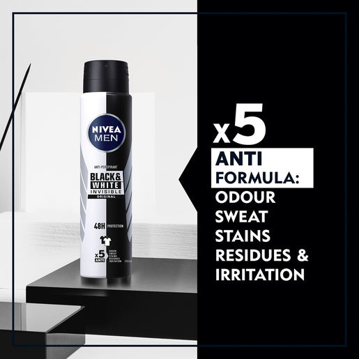 NIVEA Men Black & White Invisible Original Anti-Perspirant 250mL - GimmeNow