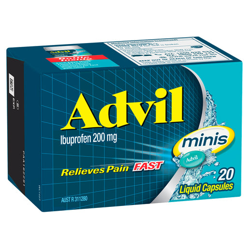 Advil Minis Ibuprofen 200mg 20 Liquid Capsules