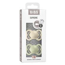 Bibs Pacifier Supreme Latex Ivory/Sage Size 1 2 Pack