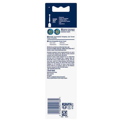 Oral-B Cross Action Black Replacement Brush Heads 3 Pack