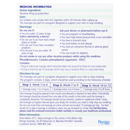 Nicotinell Nicotine 4mg Regular Strength Peppermint 72 Lozenges