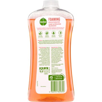 Dettol Antibacterial Foam Hand Wash Lime & Orange Blossom Refill 900mL