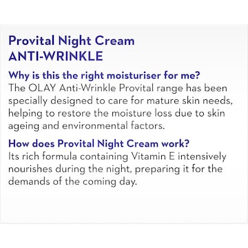 Olay Anti Wrinkle Provital Night Cream For Mature Skin Care 50g