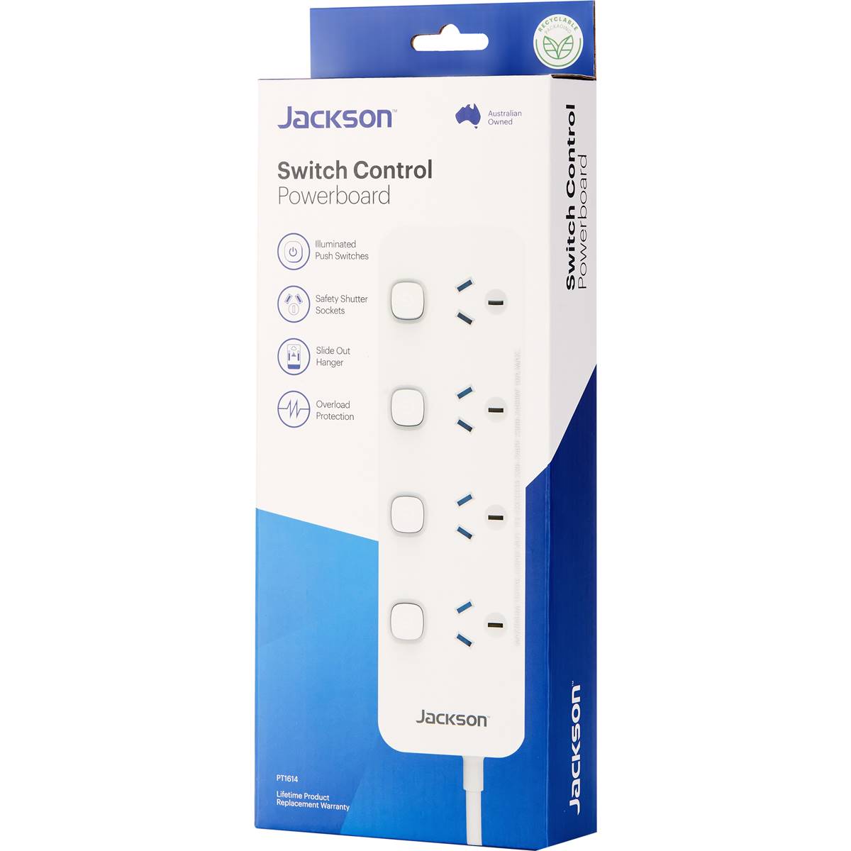 Jackson 4 Outlet Individually Switched Powerboard With 1 Metre Lead Each