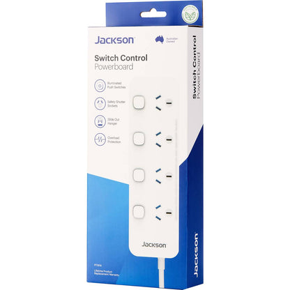 Jackson 4 Outlet Individually Switched Powerboard With 1 Metre Lead Each