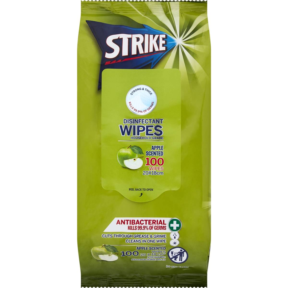 Strike Disinfectant Wipes Apple 100 Pack