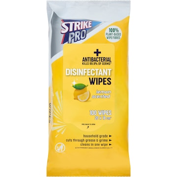 Strike Pro Disinfectant Wipes Lemon 100 pack
