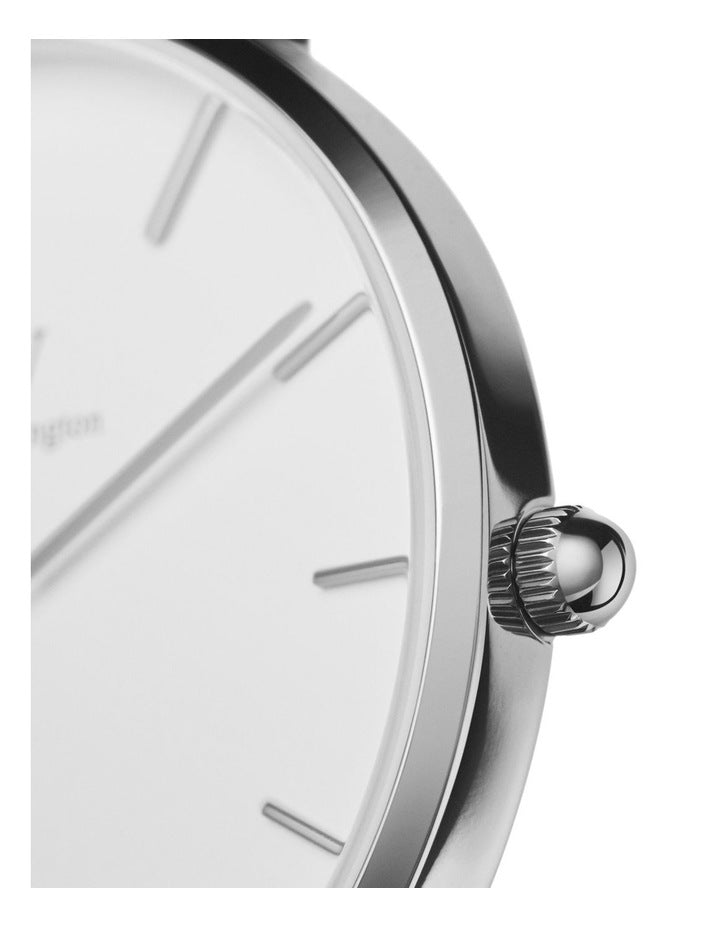 Petite Sterling 32mm Stainless Steel Quartz Watch in White/Silver