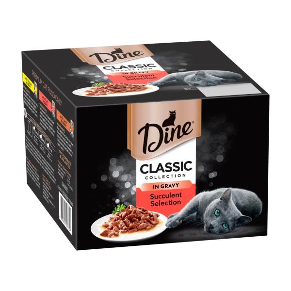 DINE CLASSIC COLLECTION ADULT WET CAT FOOD SUCCULENT SELECTION IN GRAVY 24X85G POUCHES