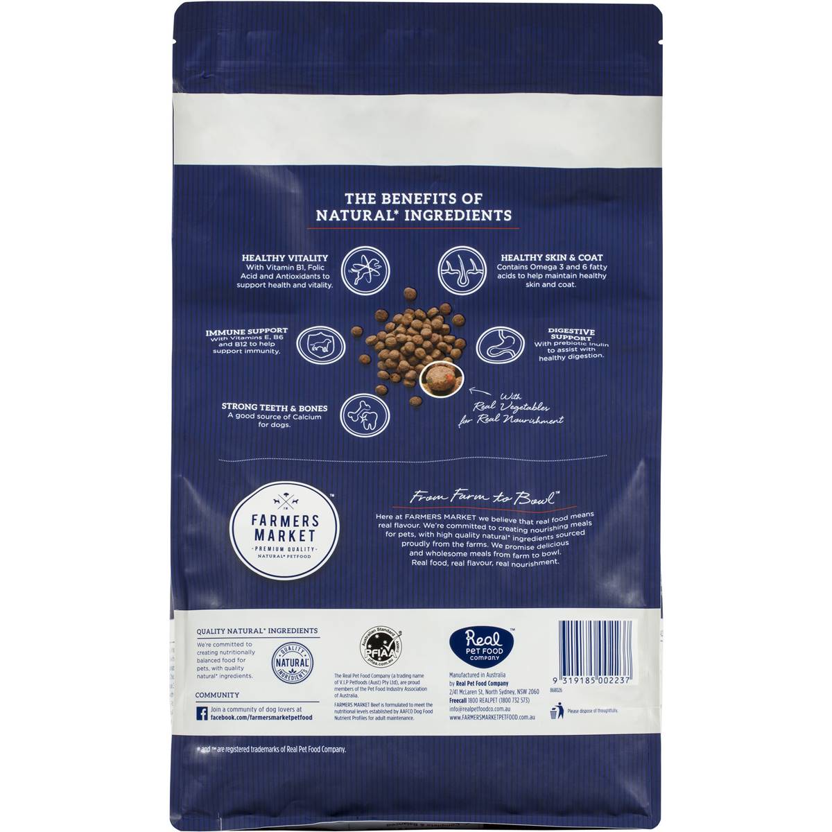 Farmers Market Adult Dry Dog Food Beef & Farm Vegetables 2.7kg