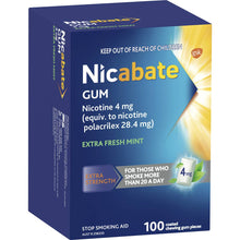 Nicabate Quit Smoking Chewing Gum Extra Strength 4mg Nicotine 100 Pack