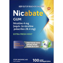 Nicabate Quit Smoking Chewing Gum Extra Strength 4mg Nicotine 100 Pack