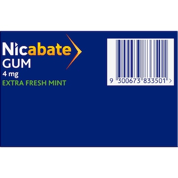 Nicabate Quit Smoking Chewing Gum Extra Strength 4mg Nicotine 100 pack