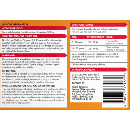 Nurofen For Children 7+ Yrs Chewable Ibuprofen Orange 12 Pack