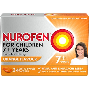 Nurofen For Children 7+ Yrs Chewable Ibuprofen Orange 24 pack