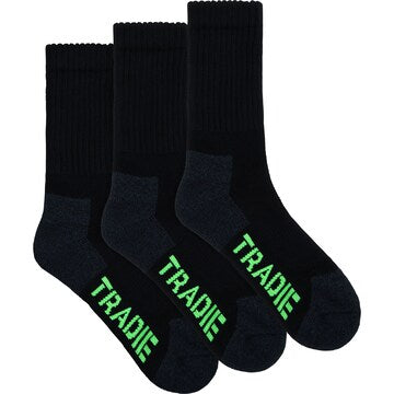 Tradie Mens Work Socks Black 7/10 3 pack