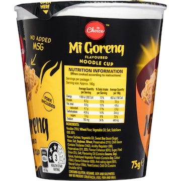 Choice Mi Goreng Noodle Cup 75g