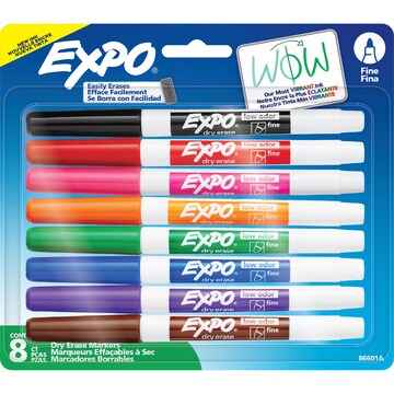 Expo Whiteboard Marker Pens Fine Point Fashion Colours 8 pack