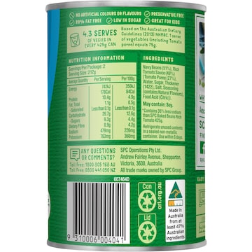 SPC Baked Beans Rich Tomato Salt Reduced 425g
