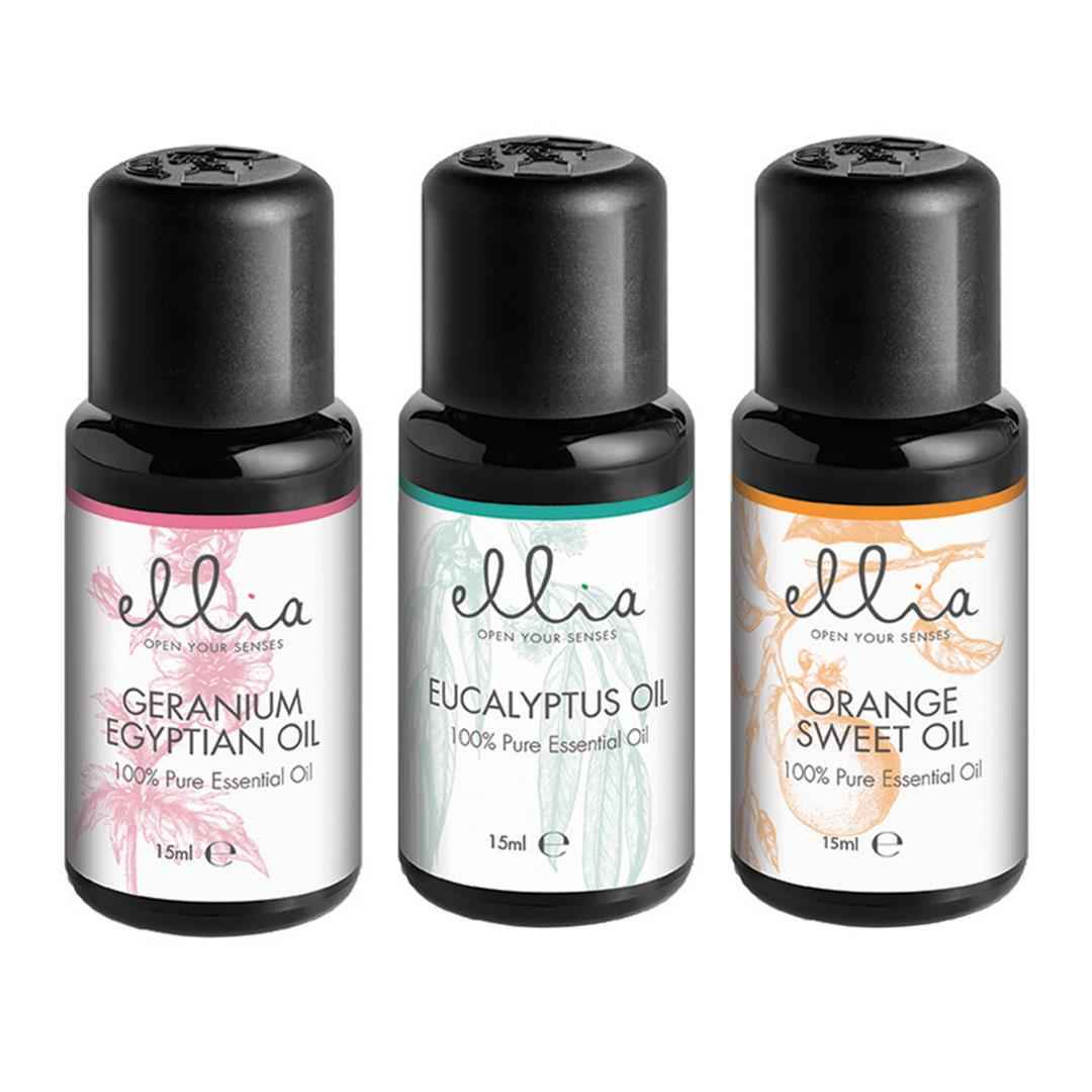 Homedics Ellia Oil 3  Pack (Eucalyptus, Orange, Geranium)