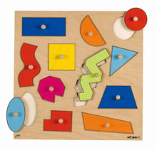 Educo Preschool Chunky Wooden Knob Puzzle Geometric Shapes 34x34cm Early Math Games for Kids Cognitive Developmental Toys for Toddlers 3yrs+