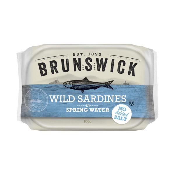 BRUNSWICK SARDINES:SPRINGWATER NO ADDED SALT:.:106 GRAM