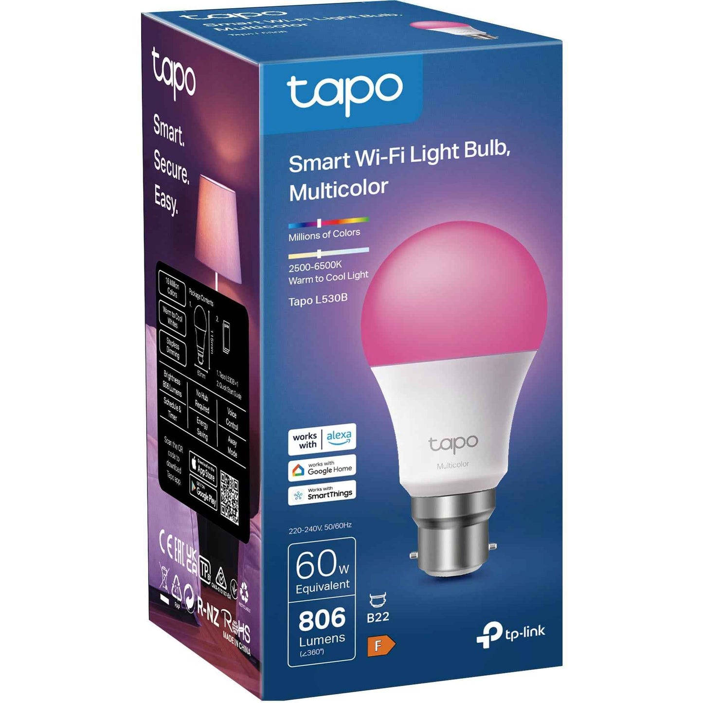 TP-Link Tapo Smart Wi-Fi Multicolour Bulb (B22)