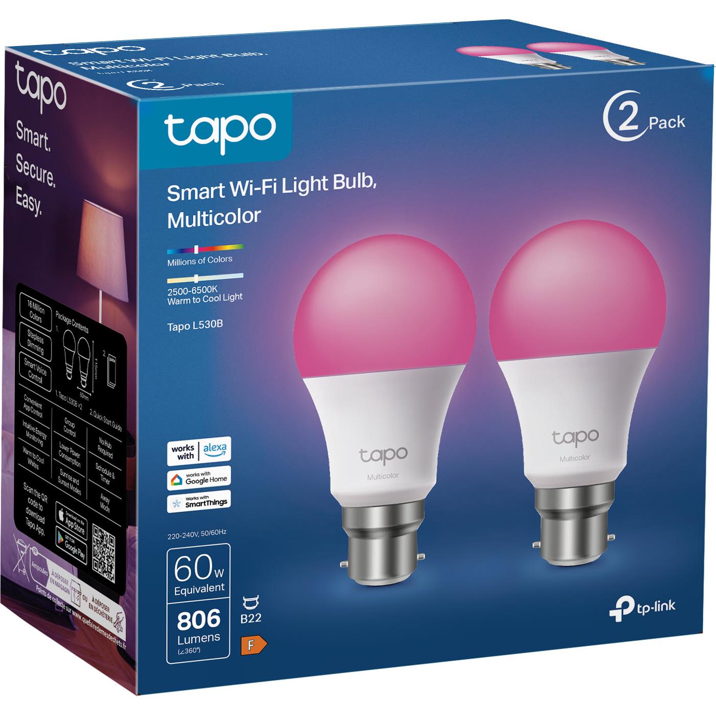 TP-Link Tapo Smart Wi-Fi Multicolour Bulb (B22) [2-Pack]