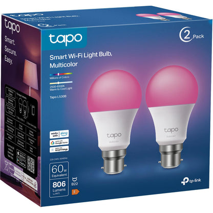 TP-Link Tapo Smart Wi-Fi Multicolour Bulb (B22) [2-Pack]