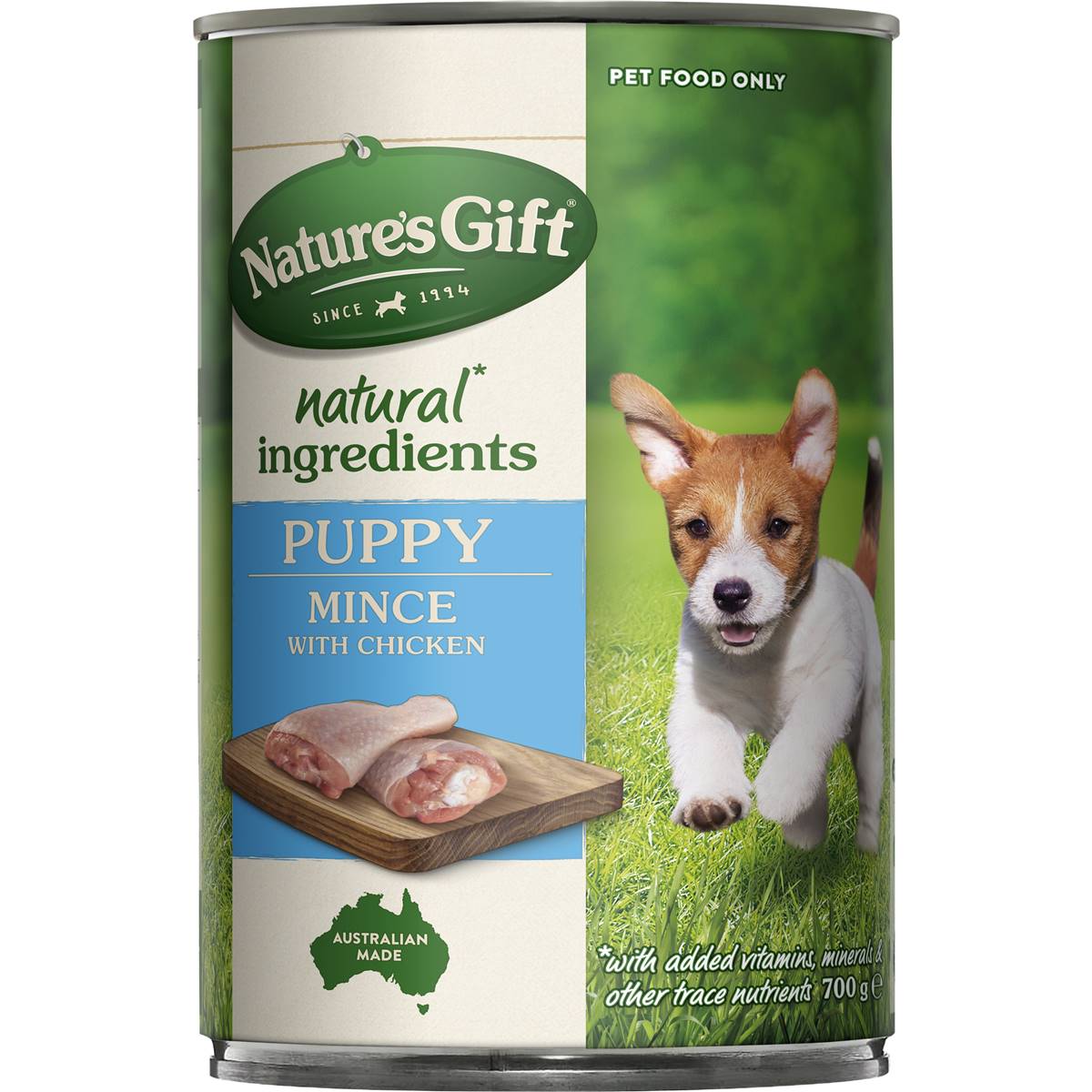 Nature's Gift Puppy Wet Dog Food Mince With Chicken 700g