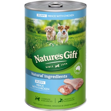 Nature's Gift Puppy Wet Dog Food Mince With Chicken 700g