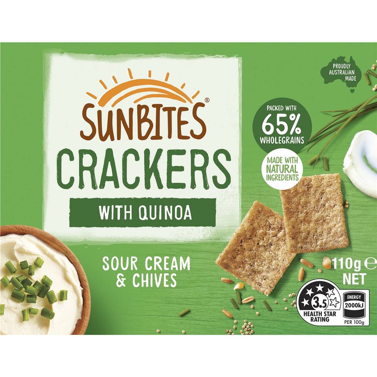 Sunbites Biscuit Crackers Share Pack Sour Cream & Chives 110g