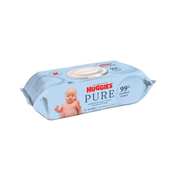 HUGGIES PURE 99% PURIFIED WATER BABY WIPES 72 PACK