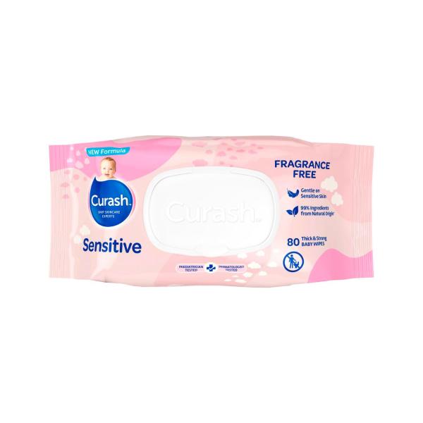 CURASH  FRAGRANCE FREE SENSTIVE SKIN BABY WIPES 80 PACK